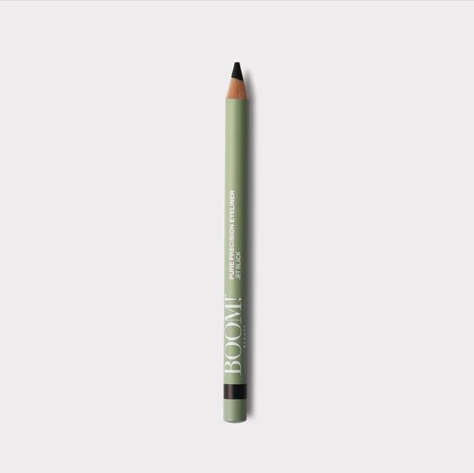 BOOM! Beauty Pure Precision Eyeliner: All-Natural, Skin-Loving, All-Day Wear. Waterproof, Smudge-proof, Smooth Glide Pencil. Richly Pigmented Vegan Eye Makeup For Ageing Skin (Jet Black)