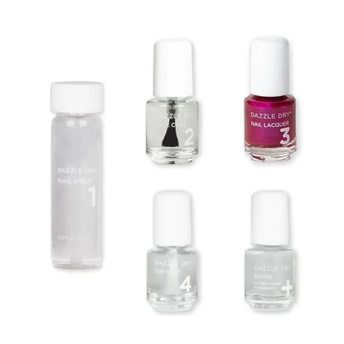 Dazzle Dry Mini Kit 4 Step System - Kaleidoscope - A full coverage metallic fuchsia. Full coverage metallic. (5 Piece Kit / 5 Manicures)