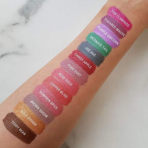 Aromi Dark Red Metallic Liquid Lipstick | Ruby Maroon Lip Color with Shimmery Finish, Vegan, Cruelty-free, Holiday Makeup, Long-Lasting (Candy Apple)