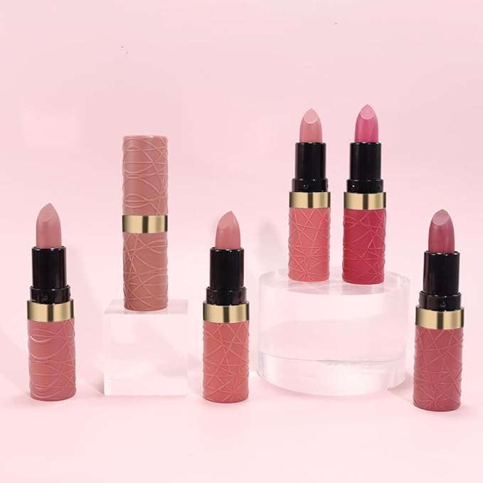6 Pcs Nude Pink Brown Rose Red Purple Matte Lipstick Set for Women Long Lasting Waterproof Moisturizing Lipsticks for Older Women 24 Hours Lip Stick Lip Stain Makeup Gift Kit,Lip Makeup Vegan