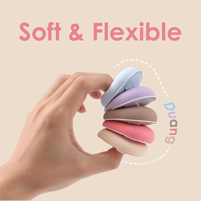 4Pcs Makeup Sponge Puff Latex-free Soft Beauty Sponge Perfect for Liquid Foundation Concealer Cream Powder, High-density and Flexible Blender Sponge, 4 Color Pack Blue Purple Pink Beige