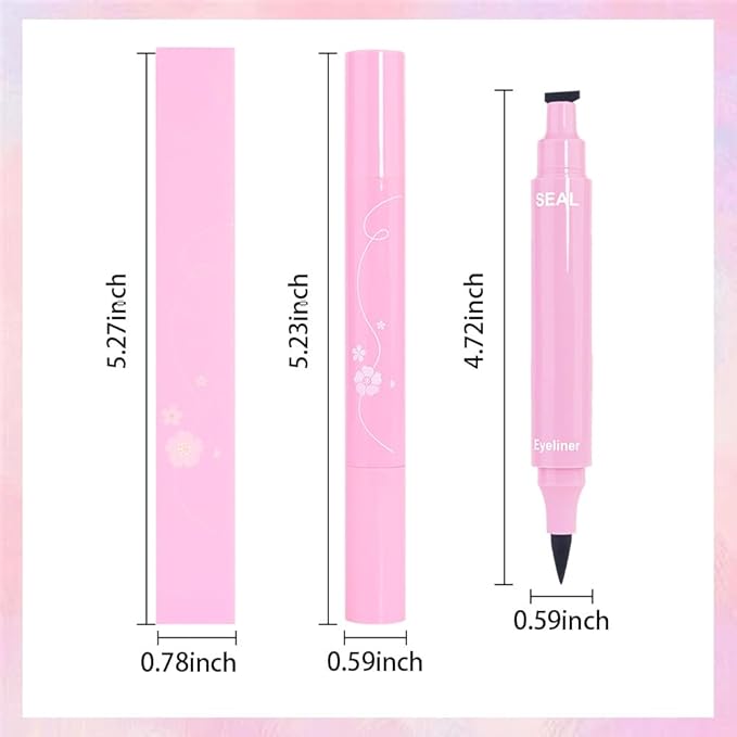 8 Pcs Double-Side Black Liquid Eyeliner Stamp Pens Set,Triangle Wing Eye Tail Cat Eye Stamp Makeup, Long Lasting Liquid Eye Liner,Waterproof & Smudgeproof Makeup (Black-1, 8Pack)