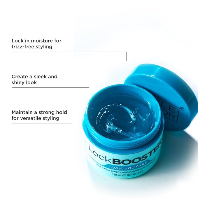 Style Factor Lock BOOSTER Twist & Grip Braid Gel (10.1 Oz.) with Tea Tree Oil— Strong Hold, Flake-Free, Frizz-Free Hair Braiding Gel for Defined & Long-Lasting Twists, Locs & Braids