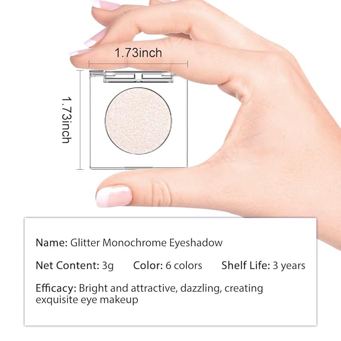 Beige White Monochrome Shimmer Eyeshadow Palette Makeup,Long Lasting Naturing-Looking Lightweight Glitter Single Eyeshadow,Neutral Powde Eye Shadow for Older Women
