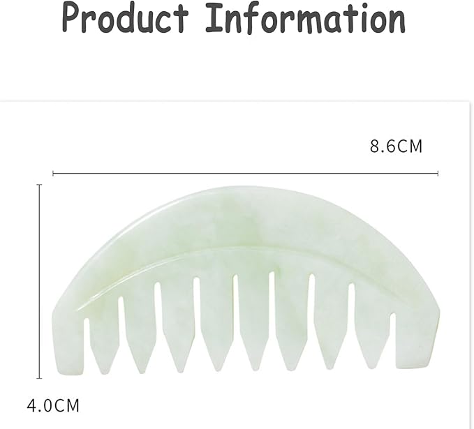 BoAn Natural Jade Head Massager, 2 Pcs Multi-Functional Massager for Head Caring and Acupoint Treatment, Guasha Scraping Scalp Comb