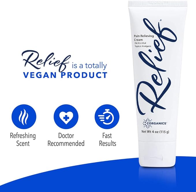 Topical Pain Relief Cream Natural Essential Oil Based Knee Joint Back Leg Feet Foot Hands Arthritis - Tube, 4 oz.