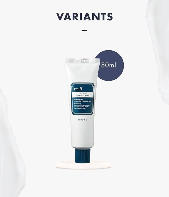 DearKlairs Rich Moist Soothing Cream 20ml, Repair Skin Barrier, Sensitive Skin, Hypoallergenic, Centella Asiatica, Ceremide, Moisturizer, Hydration, Protective layer Beta Glucan, Non-sticky, K-beauty