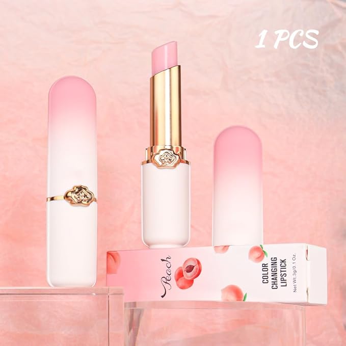 BINGBRUSH Peach Color Changing Lipstick,Moisturizer Long Lasting Lip Care Lip Balm Magic Lip Gloss Lip Tint Stain Gloss Set for Women (1pc Peach)