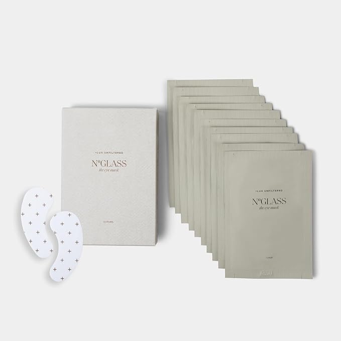 '+ Lux Unfiltered Cooling Under Eye Patches - Anti-Slip Caffeine Inflused Korean Eye Mask - Reduces Puffiness, Brightens, & Hydrates Skin - Fragrance Free, Vegan, & Cruelty Free - 10 Count