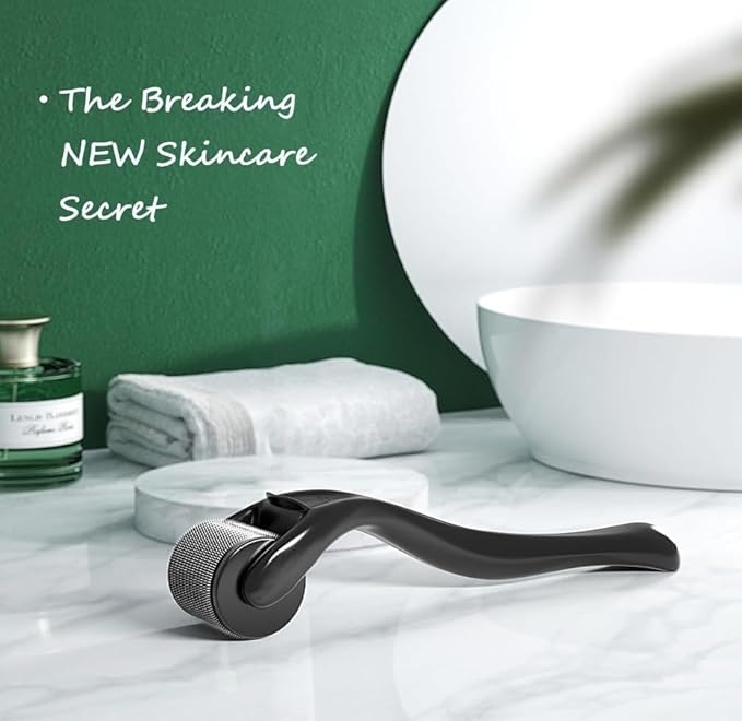 Derma Roller 0.25mm Beard Roller Ficial Roller Microneedle Micro Needle Roller 540 Titanium for Men and Women Home Use Microneedling Roller Dermaroller Skin Care Tool
