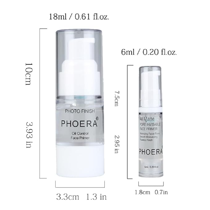 2 Pack PHOERA Primer for Face Makeup, Pore Shrink Wrinkles Remove Fine Lines Hydration Clean Prime.6 ML*2