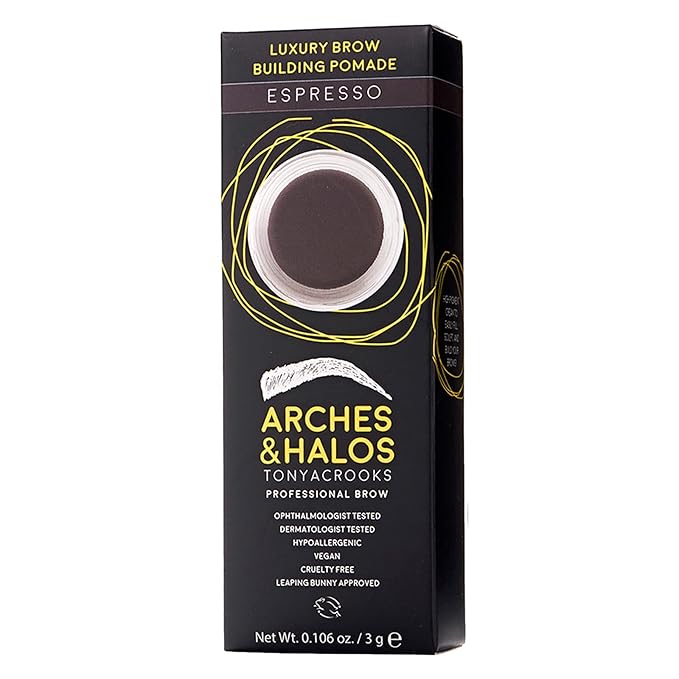 Arches and Halos Luxury Brow Building Pomade - Vegan Eyebrow Pomade - Creamy, Long Wearing Color for Clean, Defined Brows - Espresso - 0.1 oz