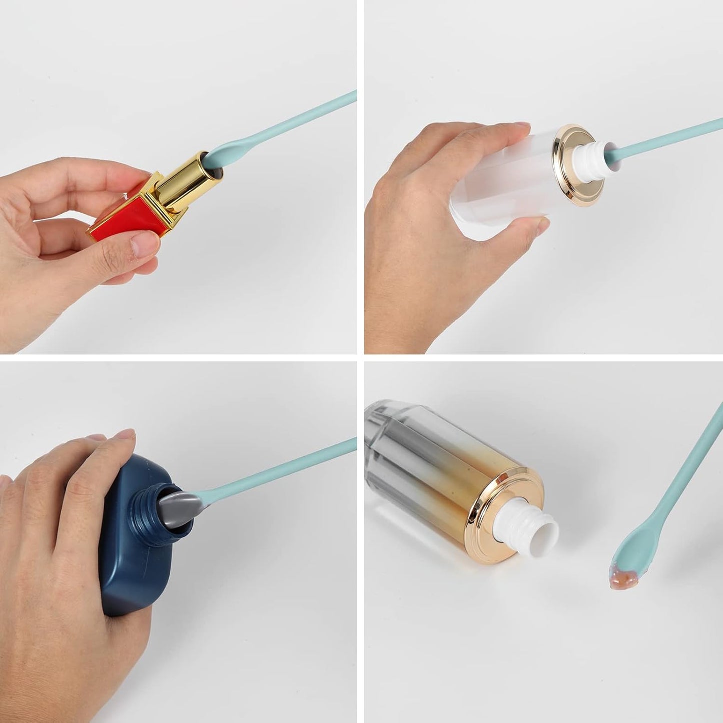 6 Pieces Multi Size Makeup Spatula, Beauty Spatula, Mini Small Silicone Spatula Set for Beauty and Kitchen, Tiny Scraper for Jar, Kitchen Bottles, Cosmetic (Macaron Blue)