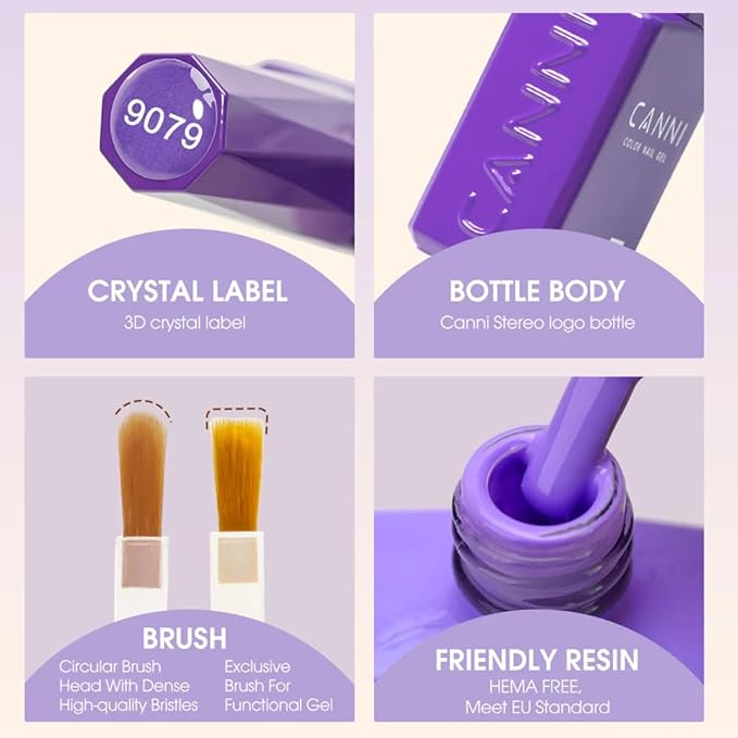 CANNI 30Pcs 9ML Hema-free Gel Nail Polish Set,Purple Gel Polish Yellow Red Orange Green Dark Purple Gel Polish Kit Color Soak Off LED Nail Art Starter Manicure Salon DIY at Home