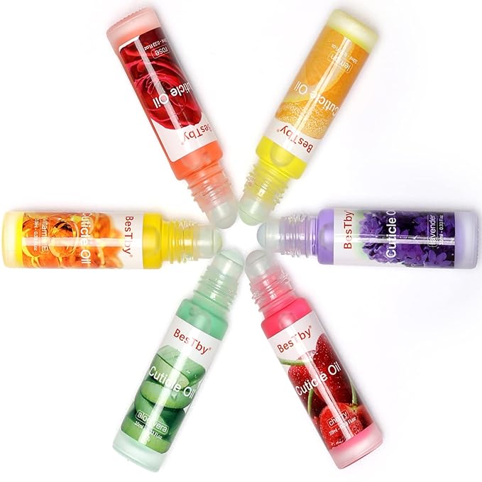 Cuticle Oil - Repaired Dryness Damaged Nails and Cuticle, Moisturizes, and Strengthener for Nails Care, 6 Bottle/10ml Rollerball