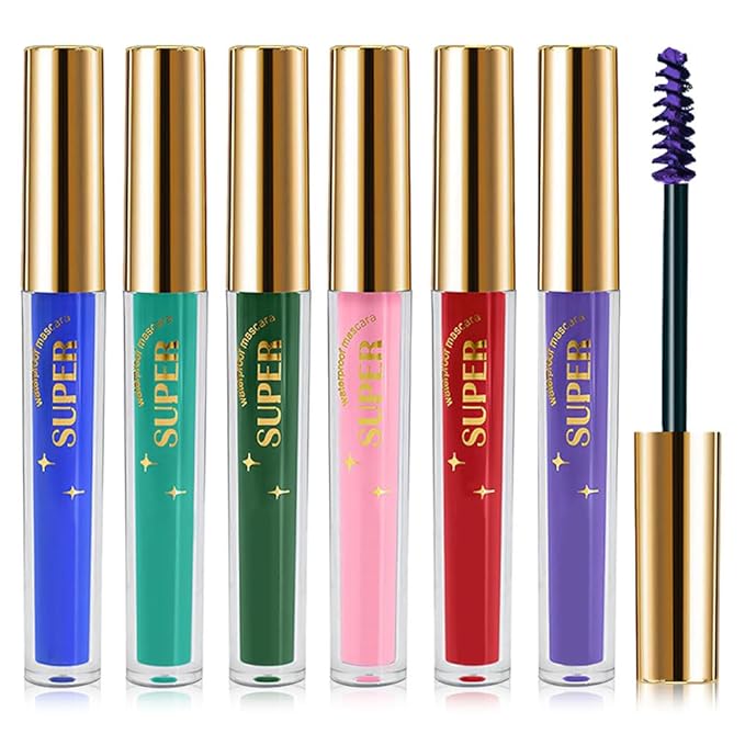 Colored Mascara for Eyelashes, Voluminous Colorful Mascara Set, Pink Blue Purple White Brown Black Lash Pack - Lengthening, Defining, Curling, Multiplying Formula, Cruelty-Free & Waterproof