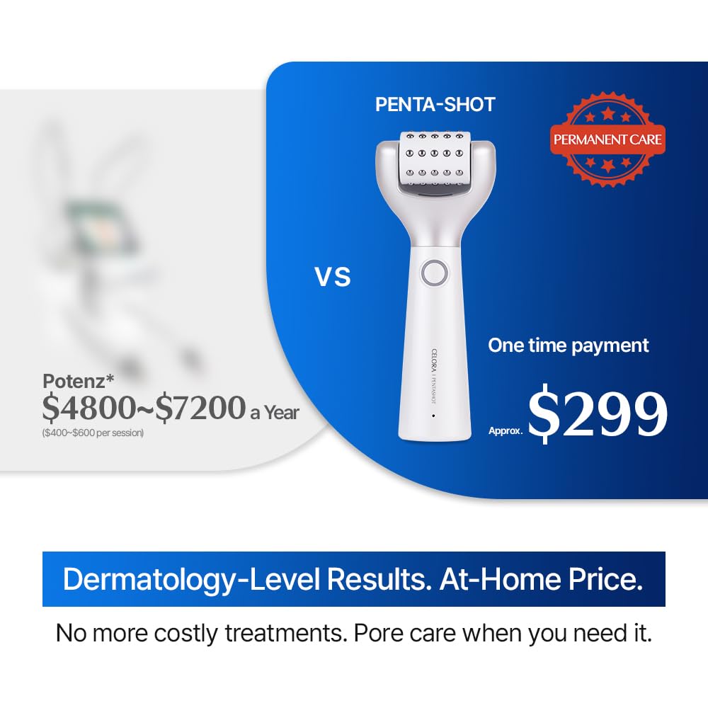 CELORABY Potension Penta-Shot Glass Skin Glow Booster | 5-in-1 Korean Skincare Device for Pore Minimizing, Black Head Care, Enhanced Absorption & Needle-Free Professional Treatment at Home