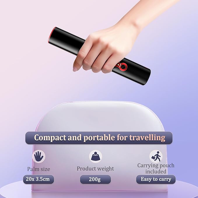 Cordless Titanium Hair Straightener and Curler, Mini Portable USB Rechargeable Fast Heat Up Flat Iron with 5V/5000mAh Battery, Anti-Scald 3-Level for Swift, Smooth and Glossy Hair, Travel Size (Black)