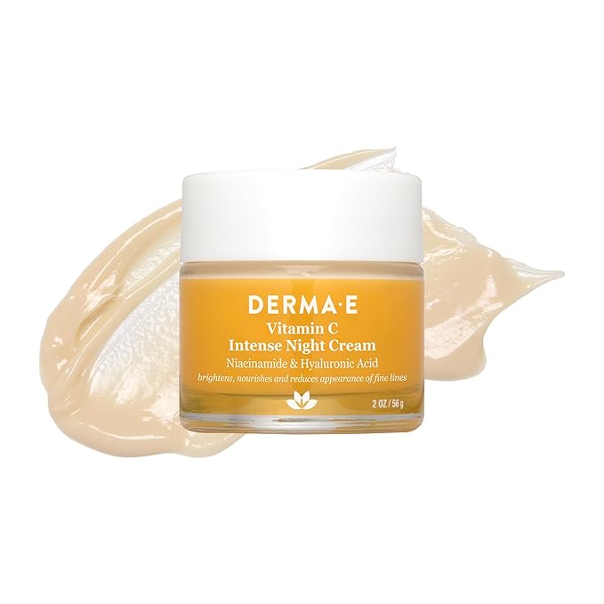 DERMA-E Vitamin C Intense Night Cream – Brightening and Hydrating Facial Skin Renewing Cream – Anti-Aging Overnight Facial Moisturizer, 2 oz