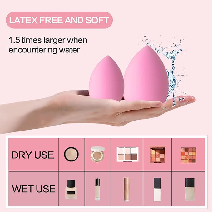 15-Piece Makeup Sponge Set - Makeup sponges without latex, Soft, Reusable & WashableMulti-Shape Beauty Sponges for Wet & Dry Use, Value Pack Makeup Blenders for Foundation & Concealer (15 packs)