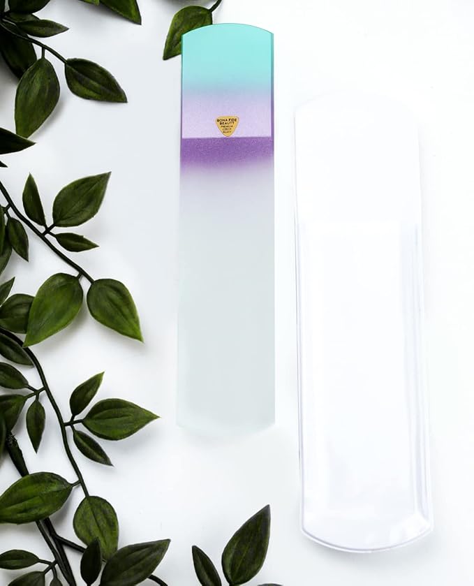 BONA FIDE BEAUTY Czech Glass Dual-Sided Glass Foot File, Scraper, and Rasp. Luxurious Self-Care Gift for Women
