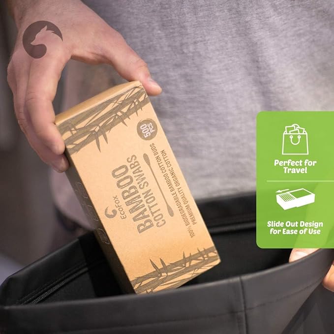 Bamboo Cotton Swabs 200 Count | Biodegradable & Organic Cotton Buds | Double Tipped Sticks | 100% Eco-Friendly & Natural | Perfect for Makeup & Nail Applications, Arts & Crafts, Removing Dust & Dirt…