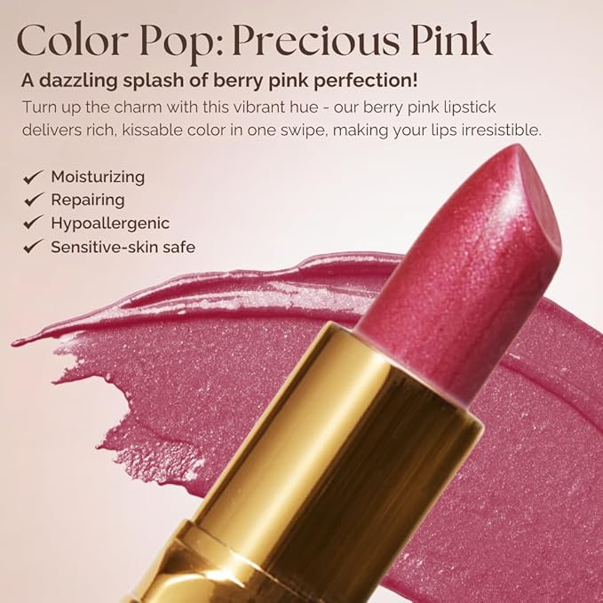 Essence Of Argan Deep Moisturizing Pink Lipstick with Organic Argan Oil, Shea Butter, Jojoba Oil & Aloe Vera Hydrating Lip Care, Precious Pink
