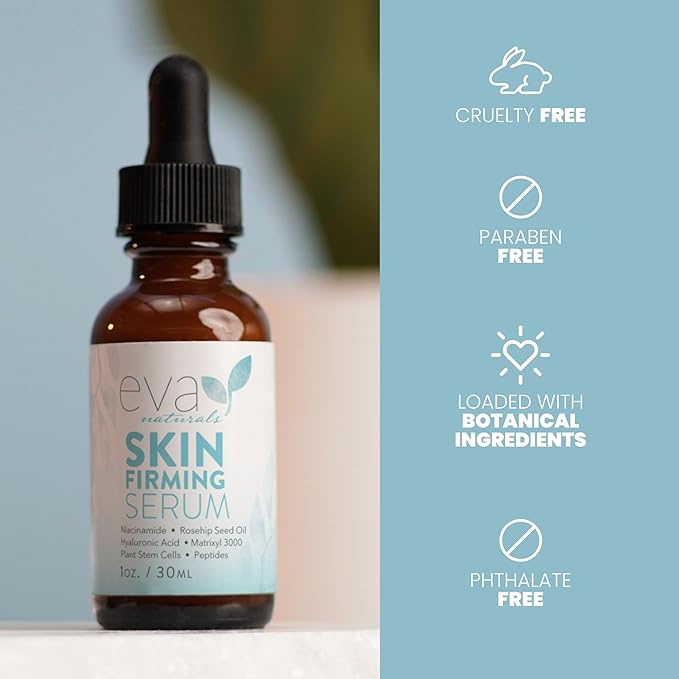 Eva Naturals Skin Firming Serum with Hyaluronic Acid, Vitamin C, and Niacinamide for Face - 2 Pack