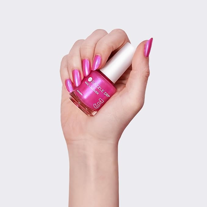 Dazzle Dry Mini Kit 4 Step System - Beloved - A bright hot pink shimmer with a subtle blue flash effect. Semi-sheer shimmer. (5 Piece Kit / 5 Manicures)