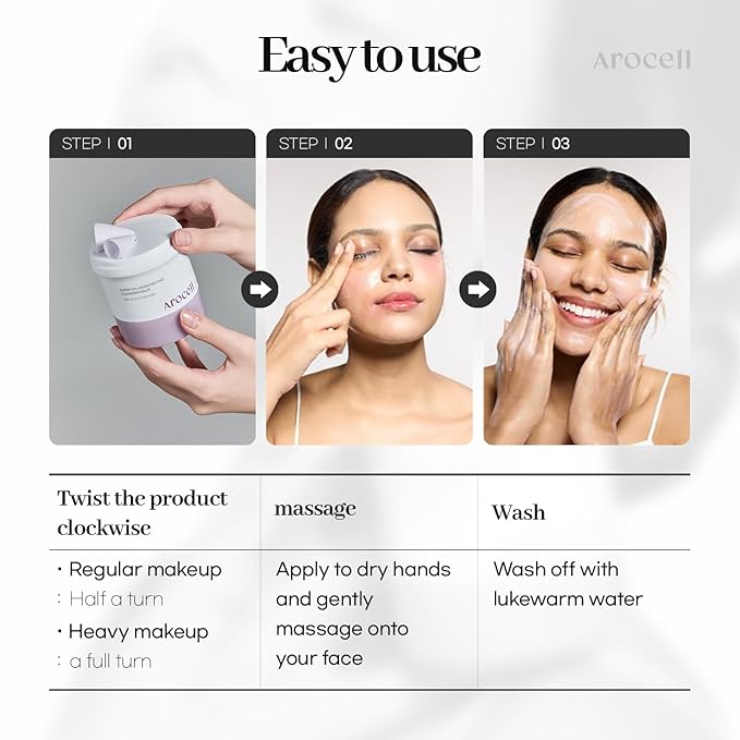AROCELL Super Collagen Melting Cleansing Balm – Grinding Deep Pore Blackhead Cleanser with Peptide Face Wash Makeup Remover Hydrating Korean Skincare