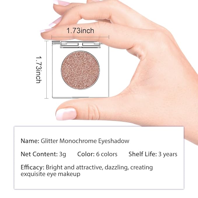 Champagne Rose Gold Monochrome Shimmer Eyeshadow Palette Makeup,Long Lasting Naturing-Looking Lightweight Glitter Single Eyeshadow,Neutral Powde Eye Shadow for Older Women