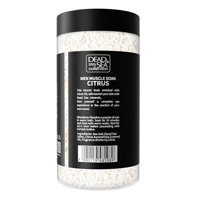 Dead Sea Collection Bath Salts for Men with Citrus Oil - Muscle Recovery Bath Soak – Mens Pure Dead Sea Salt for Soothing and Relaxing – 37 Oz