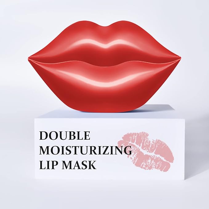 20Pcs Lip Mask Sheet,Red Cherry Moisturizing Plumping Lip Patches, Gel Treatment Lip Masks for Dry Lips Plump Lip Collagen Overnight Sleeping Lip Pads Patches(Red)