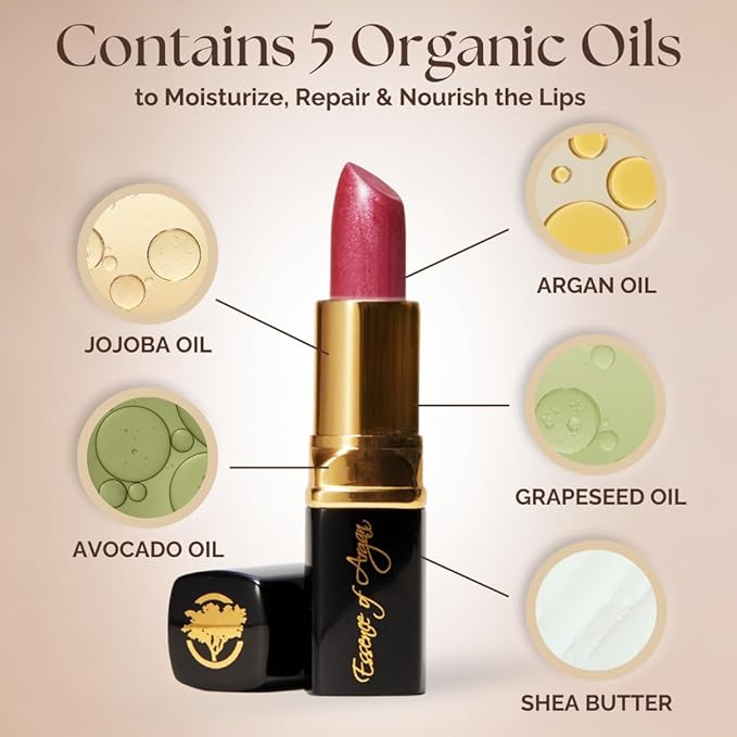 Essence Of Argan Deep Moisturizing Pink Lipstick with Organic Argan Oil, Shea Butter, Jojoba Oil & Aloe Vera Hydrating Lip Care, Precious Pink