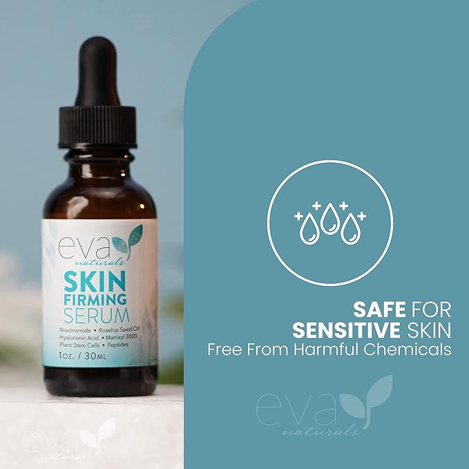 Eva Naturals Skin Firming Serum with Niacinamide and Hyaluronic Acid, 1 oz