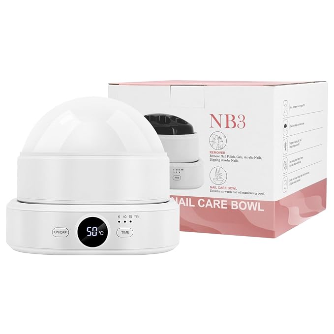 Electric Nail Soaking Bowl, Adjustable Temperature 86°F-140°F, Soak off Bowl Manicure Bowls Nail Soaking Dip Powder Acrylic Nails Gel Polish Remover Machine, White