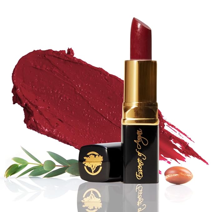 ๐๐๐๐ฒ๐ป๐ฐ๐ฒ ๐ผ๐ณ ๐๐ฟ๐ด๐ฎ๐ป Moisturizing Deep Red Lipstick, Tinted Lip Balm with Pure Organic Argan Oil, Shea Butter Lip care, Lip Moisturizer, Long Lasting Lipstick Cabernet