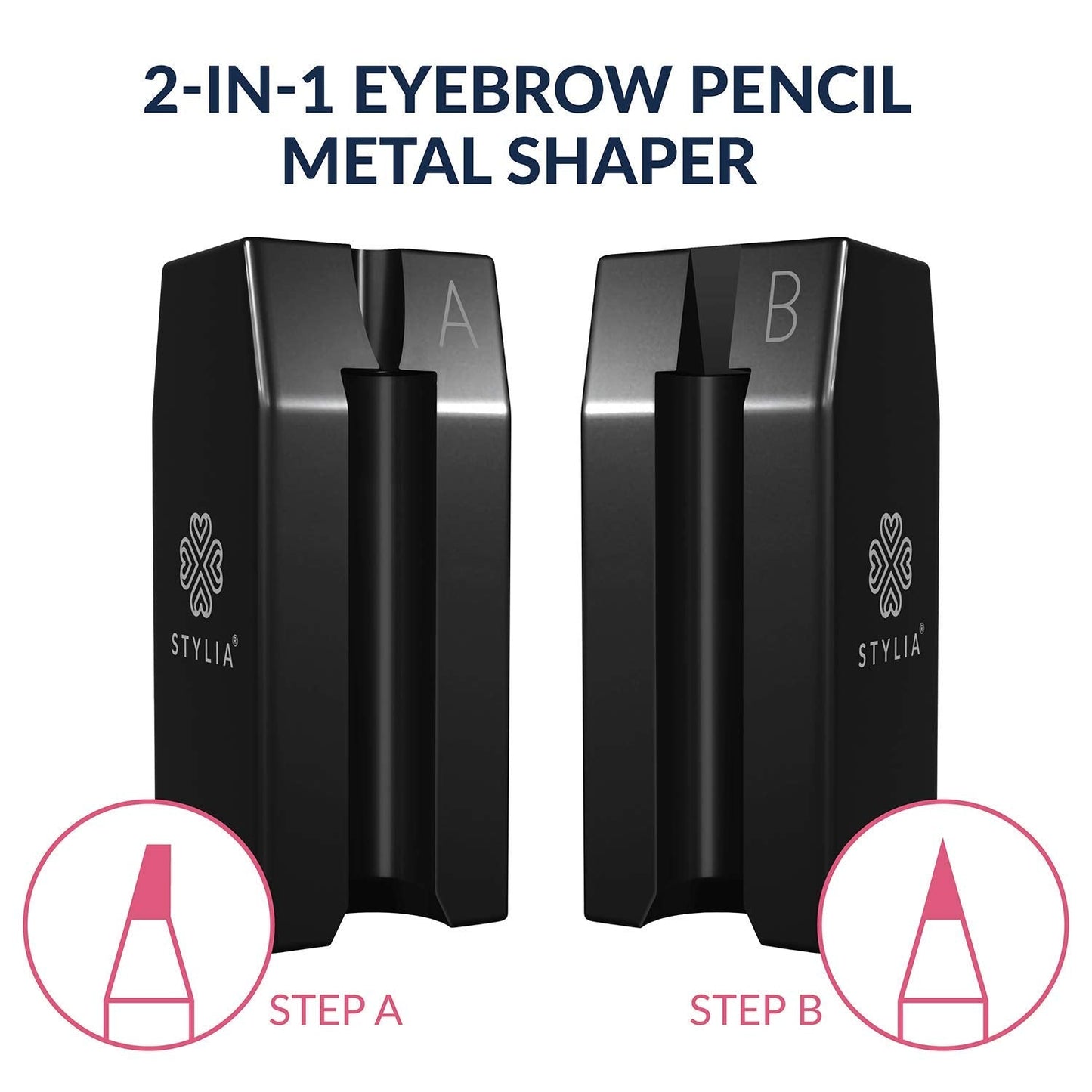2-in-1 Metal Duckbill-Shape Eyebrow Pencil Shaper with 2 Single Edge Razor Blades - Eye Makeup Shaping Tool for Waterproof Peel Off Brow Pencils - Compact Cosmetic Shaper for Beginners & Professional
