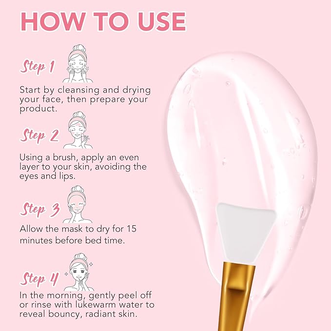 Collagen Night Wrapping Mask, Collagen Jelly Face Masks with Jelly Brush, Peel Off Face Mask for Facials Professional Korean Skin Care, Elasticity & Hydration Care Overnight Mask for Women