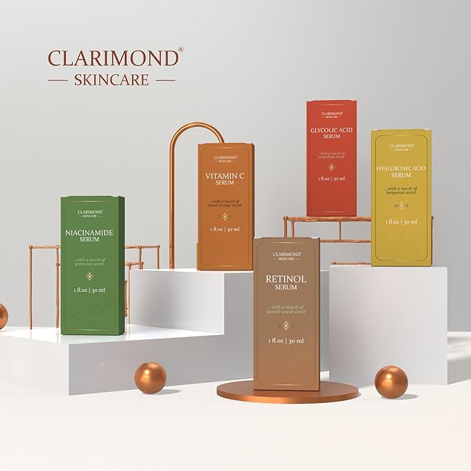 CLARIMOND Hyaluronic Acid Serum for Face – 2% Concentration with Niacinamide, Centella Asiatica, Aloe Vera, Chamomile & Bergamot, Deep Hydration - Skin Repair – Calming Effect.