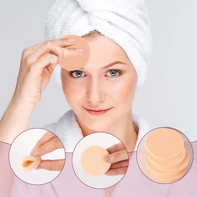 12 Pcs Round Makeup Sponges for Foundation Facial Powders Puff Cosmetic Sponge Round Foam Pad Powders Blender(Skin Color)