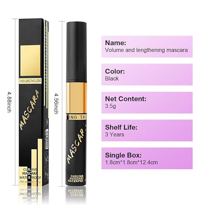 5 PCS Black Voluminous Original Volume Building Mascara Makeup, Lengthening, Defining, Curling, Multiplying, Buildable Formula,Cruelty Free,Waterproof Bulk Mascara Pack