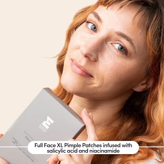 Blemish Repair Full Face Patches - XL Hydrocolloid Acne Patches with Salicylic Acid & Niacinamide for Chin, Forehead, Nose, Cheeks | 8 Count