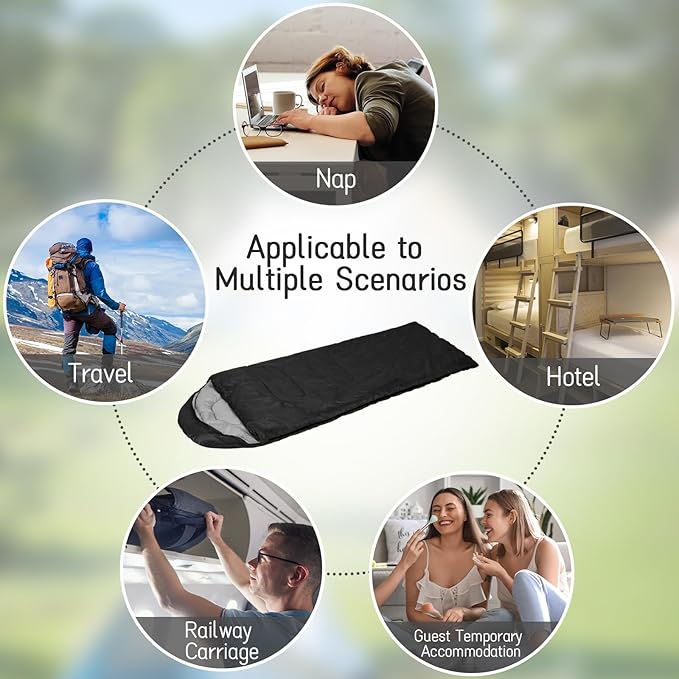 6 Pack Camping Sleeping Bags for Adults Bulk Cotton Liner 4 Seasons Lightweight Warm Waterproof with Compression Sack for Backpacking Hiking Homeless, Camping Gear Essential