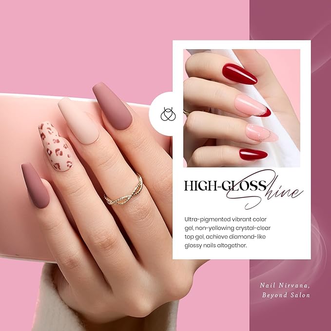 beetles Gel Nail Polish Set 20 Colors Fall Winter Neutral Shimmer Red Nude Brown Gel Polish Kit with Base Matte and Glossy Top Coat Soak off Uv Lamp Manicure Set Gift for Women Sophisticated Charm