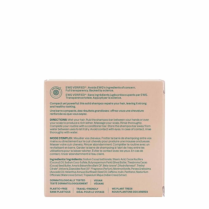 ATTITUDE Strengthening Shampoo Bar, Natural Origin, for Hair Repair & Breakage, Blue Clay & Caffeine, EWG Verified & Clean Ingredients, Vegan, Sandalwood & Cedar Scent, 4 Oz