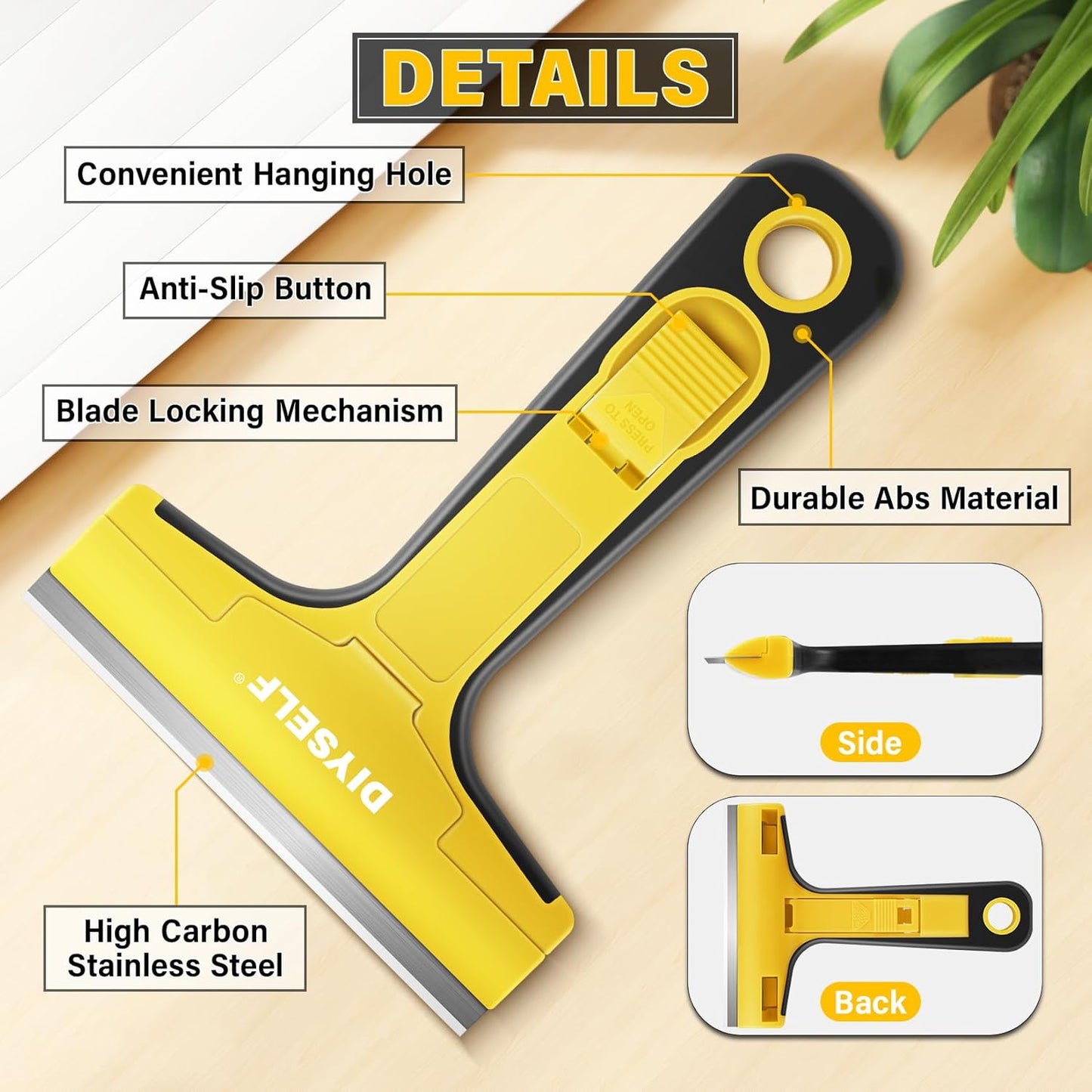 DIYSELF 1 Pack Razor Blade Scraper with 10 Extra Razor Blades, Scraper Tool, Glass Scraper for Cleaning, Glass Stove Top Scraper, Window Scraper, Paint, Cooktop, Oven Scraper, Razor Scraper Tool