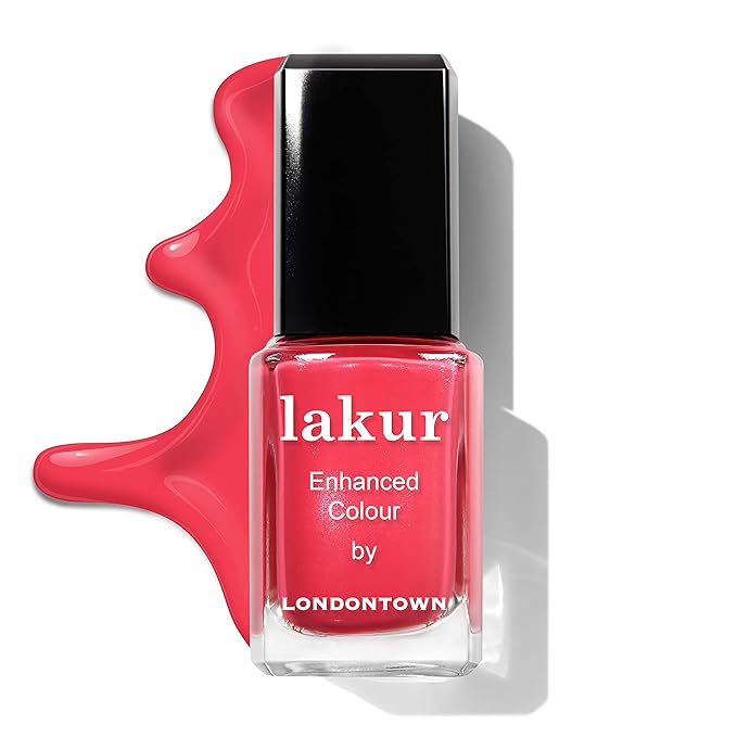 LONDONTOWN lakur Nail Polish - Chip-Resistant, Non-Toxic, Conditions & Hydrates Nails | Glossy Coral Pink, Weekend Cheers, .40 fl oz