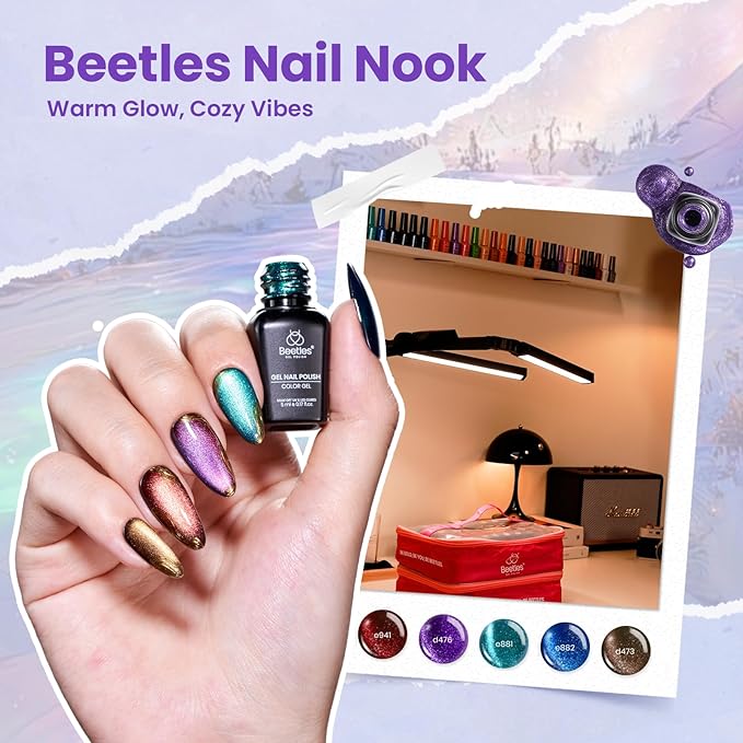 Beetles Nail Nook Gel Nail Polish Set - 119 PCS 100 Colors Gel Polish Kit Base Glossy Matte Glitter Top Coat Neon Glitter Pearl Cat Eye White Red Pink Nude Nails Gift for Women
