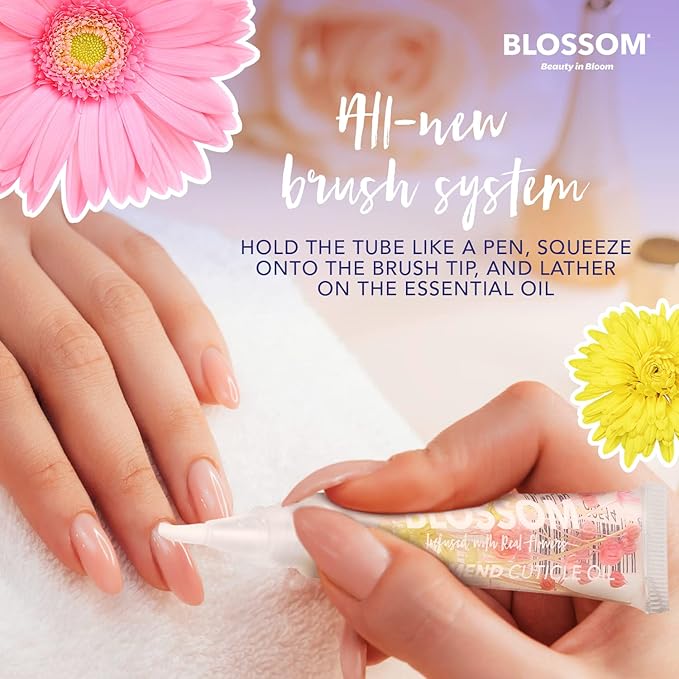 Blossom Cuticle Oil Pen for Nails, On the Mend Scented Travel Nail Oil for Growth and Strength, Infused with Real Flowers 0.34oz, Hibiscus